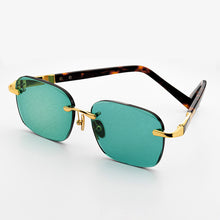 Load image into Gallery viewer, Green Crystal Sunglasses Man Natural Stone Sun Glasses Glass Woman Rimless  Vintage Acetate UV400  Anti Scratch