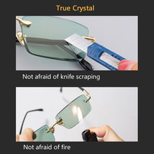 Load image into Gallery viewer, Green Glass Sunglasses Man Natural Crystal Stone Sun Glasses Woman  Rimless Vintage UV400  Anti Scratch