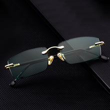 Load image into Gallery viewer, Green Glass Sunglasses Man Natural Crystal Stone Sun Glasses Woman  Rimless Vintage UV400  Anti Scratch