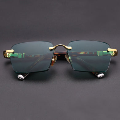 Green Glass Sunglasses Man Woman Natural Crystal Stone Sun Glasses Vintage Acetate Glasses Frame Anti Eye Dry Anti Scratch