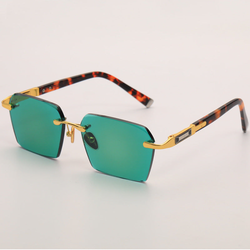 Green Glass Sunglasses Man Woman Natural Crystal Stone Sun Glasses Vintage Acetate Glasses Frame Anti Eye Dry Anti Scratch