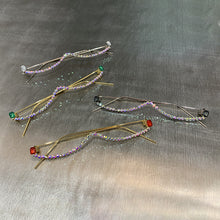 Carica l&#39;immagine nel visualizzatore di Gallery, Occhiali da sole a mezza montatura sexy in cristallo rosso verde da donna con strass di marca Cateye Occhiali da sole senza lenti Decorazione con diamanti