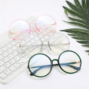 Green Round Eyeglasses Women 2023 Oversized Eyewear TR90 Big Circle Optical Glasses Frame Anti Blue Light Ray Computer