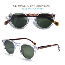 Load image into Gallery viewer, Gregory Peck OV5186 Vintage Round Mens Sunglasses Frame Crystal Clear Frame Sunglasses for Women Green Lens Round Sunglasses