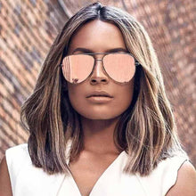 Load image into Gallery viewer, Gun Pink Sunglasses Silver Mirror Oversized Sun Glasses Brand Designer Pilot Sunglasses Women Men Shades Top  Eyewear