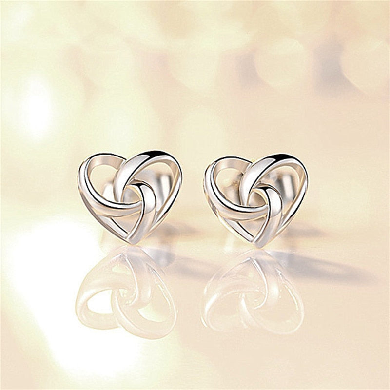 H:HYDE Fashion Sliver Color Alloy Stud Earrings Elegant Heart Shape Earrings For Women Wedding Jewelry Gift
