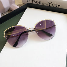 Load image into Gallery viewer, Oulylan Cat Eye Sunglasses Women Luxury Rimless Gradient Sun Glasses Clear Ocean Color Lenses Shades Ladies Sunglass UV400
