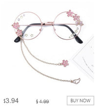 Carica l&#39;immagine nel visualizzatore di Gallery, Simpatico ciondolo con ala Sakura, occhiali da vista trasparenti, montatura per donne, ragazze rotonde, occhiali retrò gotici fatti a mano, in vetro Bowknot, Oculos Gafas