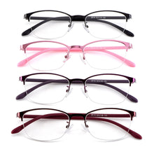 Carica l&#39;immagine nel visualizzatore di Gallery, Gmei Optical Urltra-Light Women Titanium Alloy Oval Half Rim Glasses Frames Eyewear With Flexible Legs IP Electroplating Y2515