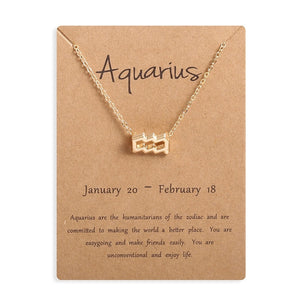 Men Women 12 Horoscope Zodiac Sign Gold Pendant Necklace Aries Leo 12 Constellations Jewelry Kids Christmas Gifts 19NOV91