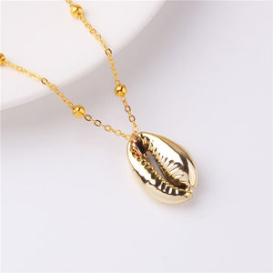 Conch Shell Necklace Sea Beach Shell Chain Pendant Necklace For Women Collier Femme Shell Cowrie Summer Jewelry Bohemian