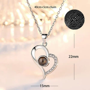 100 Languages Love Necklace Heart Pendant Wedding Romantic I Love You Projection Necklace for Women Girl Friend Ladies Gifts