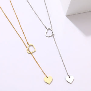 Long Pendant Heart-Shaped Necklaces Pendants For Women  Simple Design Necklace Stylish Stainless Steel Jewelry Party Gift