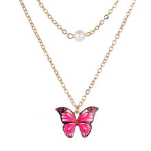Carica l'immagine nel visualizzatore di Gallery, Korean Blue Gradient Butterfly Necklace for Women Girls Silver Color Rainbow Butterflies Pendant Choker Necklaces Jewelry Gift