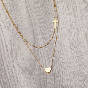 New Fashion Cross Pendant Necklace for Women Men Stainless Steel Religious Jewelry Gold Silver Plated Choker Gift Faith Necklace