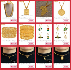 Anniyo Gold Color Africa Map With Flag Pendant Chain Necklaces African Maps Jewelry for Women Men #035321P