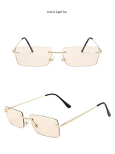 Load image into Gallery viewer, Rimless Alloy Small Square Sunglasses For Women Vintage Ins Hot Gradient Clear Sun Glasses Female Uv400 Shades Hip Hop Eyewear