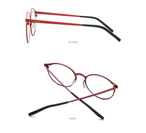 Pure Titanium Glasses Frame Women Retro Round Prescription Eyeglasses  New Men Antiskid Optical Screwless Eyewear