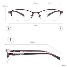 Load image into Gallery viewer, Women Fashion Glasses Metal Half Rim Oval Eyeglass Frame For Prescription Lenses Myopia Reading Multifocal