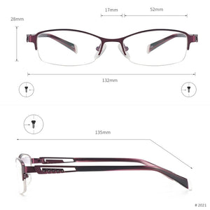 Women Fashion Glasses Metal Half Rim Oval Eyeglass Frame For Prescription Lenses Myopia Reading Multifocal