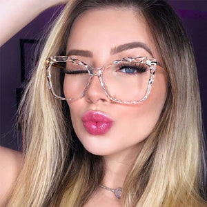 anti blue light glasses Transparent Square Optical computer glasses women Brand blue light  Big frame Clear Cat eye women's