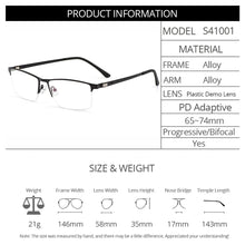 Load image into Gallery viewer, Business Men Semi Frameless Glasses Frame Titanium Alloy S41001 Classic Male&#39;s Spectacles Prescription Frames With Spring Hinge