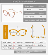 Load image into Gallery viewer, Cat Eye Glasses Frames Women Anti Blue Light Computer Eyeglasses Womens Clear Optical Spectacles Unique Frame Design