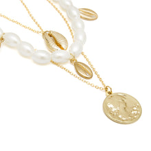Carica l&#39;immagine nel visualizzatore di Gallery, Punk Multi Layered Pearl Choker Necklace Collar Statement Virgin Mary Coin Crystal Pendant Necklace Women Jewelry