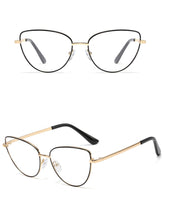 Load image into Gallery viewer, Peekaboo retro metal glasses frame cat eye female gold black clear lens triangle optical eyeglasses women&#39;s accessories