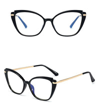 Load image into Gallery viewer, Plastic Titanium Anti Blue Glasses Frames Cat Eye Women Optical Fashion Computer Glasses