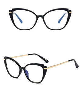 Plastic Titanium Anti Blue Glasses Frames Cat Eye Women Optical Fashion Computer Glasses