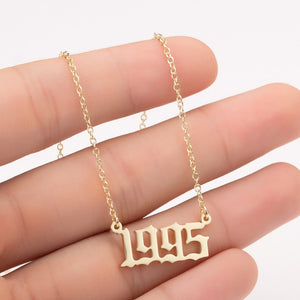 Personalize Year Number Necklaces for Women Custom Year 1980 1989 2000 Birthday Gift from 1980 to 2019