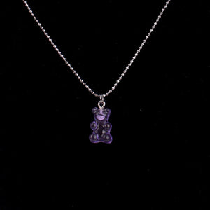 Fashion Multicolor Transparent Bear Necklace Cute Candy Color Resin Gummy Bear Pendant Necklace Women Jewelry