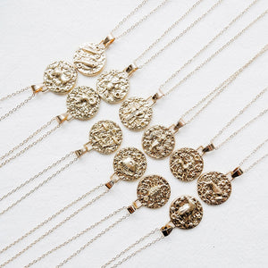 Gold Color 12 Constellation Coins Necklaces & Pendants Women Virgo Taurus Leo Short Chain Necklace Girls Gemini Celestial