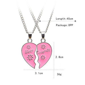 Fashion Best Friends Honey Love Couple Pendant Necklace 2 Pcs/ Set Rainbow Broken Heart BFF Good Friends Friendship Jewelry Gift
