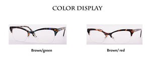 Ladies Cat Eye Optical Glasses Frame Semi-Frame Prescription Myopia Presbyopia Spectacles Women Half Frame Acetate Eyeglasses
