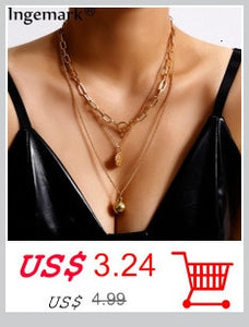 Gothic Baroque Pearl Angel Pendant Choker Necklace for Women Wedding Punk Lasso Big Chunky Thick Lock Chain Necklace Jewelry