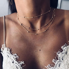 Carica l&#39;immagine nel visualizzatore di Gallery, Multilayer Crystal Rose Pendant Necklace Women Gold Moon Star Horn Crescent Choker Necklaces Jewelry