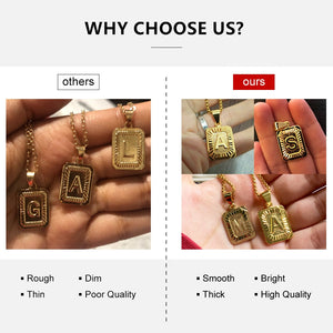 Initial letter Pendant a b c Charm Gold Necklace for Women Men Cuban Link Chain Dropshipping GPM05C