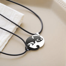 Load image into Gallery viewer, Couple heart necklace Cute Cartoon cat Pendant NecklaceSimple personality color black animal Necklace Jewelry Gift for girl boys