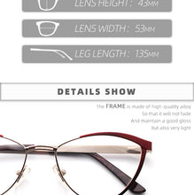 Load image into Gallery viewer, Decorative Eyeglasses Frame For Women Fake Glasses Women Retro Fashion Cat Eye Optical Prescription Glasses For Myopia