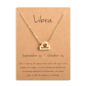 Men Women 12 Horoscope Zodiac Sign Gold Pendant Necklace Aries Leo 12 Constellations Jewelry Kids Christmas Gifts 19NOV91