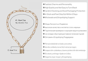 Punk Simple Padlock Pendant Necklace Hip Hop Lock Necklaces for Women Gold/Silver Color Chunky Necklace Chain on the Neck