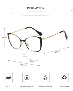 QPeClou Unique Vintage Cat Eye Glasses Women  Retro Metal Cateye Eyeglasses Frames Female Clear lens Optical Oculos Gafas