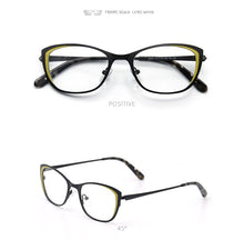 Load image into Gallery viewer, Square rectangular cat eye eyeglasses frame metal transparent small narrow glasses Women diopters customizable fashion luxury
