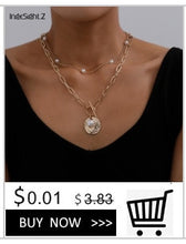 Carica l&#39;immagine nel visualizzatore di Gallery, Punk Multi Layered Pearl Choker Necklace Collar Statement Virgin Mary Coin Crystal Pendant Necklace Women Jewelry