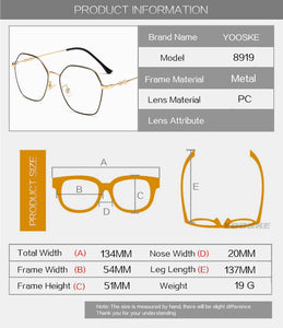 Clear Glasses Frames Women Retro Metal Polygon Eyeglasses Womens Gradient Pink Optical Frame Spectacles Hollow Design