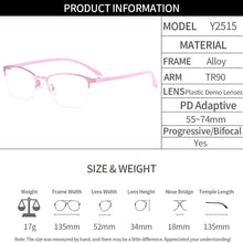 Carica l&#39;immagine nel visualizzatore di Gallery, Gmei Optical Urltra-Light Women Titanium Alloy Oval Half Rim Glasses Frames Eyewear With Flexible Legs IP Electroplating Y2515