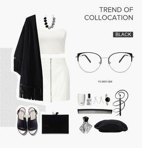 Metal Glasses Frame Women New Fashion Cat Eye Round Glasses Vintage Optical Eyewear Myopia Alloy Prescription Eyeglasses