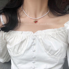 Load image into Gallery viewer, Fashion Beaded Pearl Necklace Women Cute Gold silver color Double Layer Chain Pendant Choker Korean Jewelry 2020 wholesale